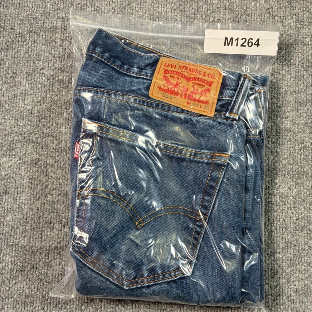Levis 505 Regular Fit Straight Leg Jeans Mens 34x30 Blue Excellent Denim Pants
